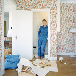 Woman in renovating room
