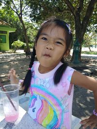 Portrait of cute girl with ice cream