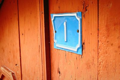 Close-up of blue door