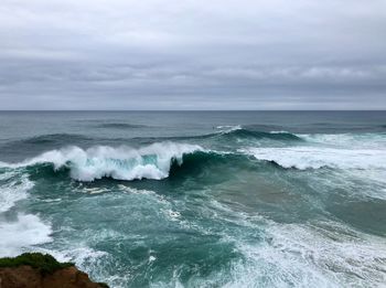 Waves in nazaré, portugal in february. atlantic ocean in winter.