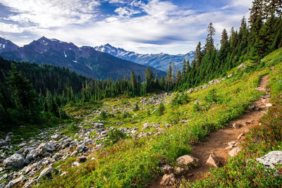 Scenic view of mountains against sky