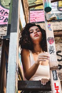 Portrait of young woman looking away