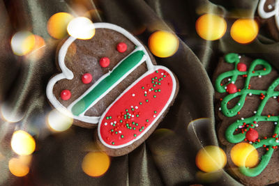 Banner for christmas and new year gingerbread. christmas trees, toys, snowmen, garlands.