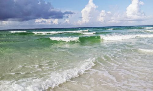 Scenic view of sea against cloudy sky