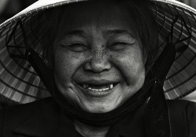 Close-up portrait of senior woman smiling