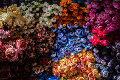 Full frame shot of multi colored roses