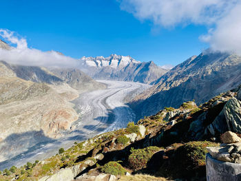 View to the aletsch glacier in switzerland