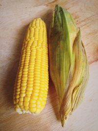 High angle view of vegetables on table