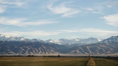 Scenic view of mountains against sky