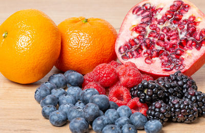 Close-up of fruits on table