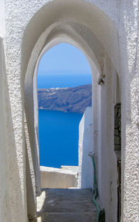 View of sea seen through window