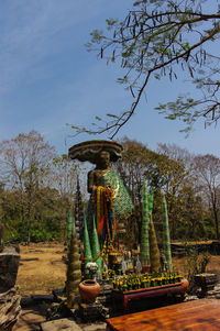 Statue of fountain against clear sky