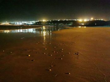 High angle view of illuminated beach