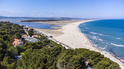 High angle view of beach against sky