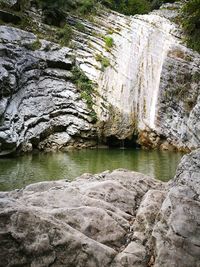 Scenic view of waterfall