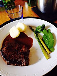 Close-up of food served in plate