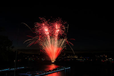 Sky illumed with fire crackers at night