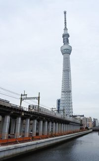 View of bridge and buildings against sky