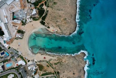 High angle view of surf on beach