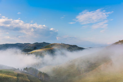 Panoramic view of volcanic mountain against sky