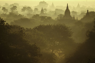 View of pagoda against sky during sunset