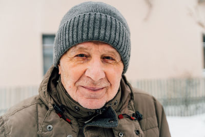 Portrait of senior man during winter