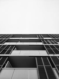 Low angle view of modern building against clear sky