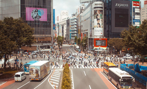 High angle view of city street