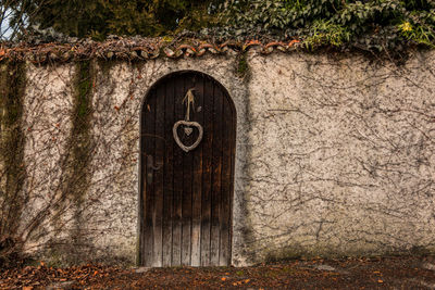 Closed door of old building