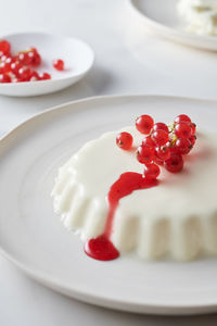 Close-up of strawberry cake on plate