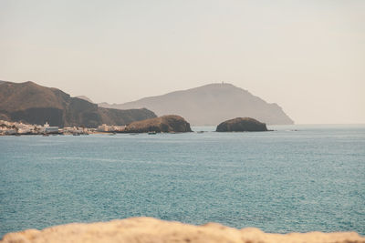 Scenic view of sea against clear sky