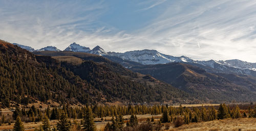 Scenic view of mountains against sky