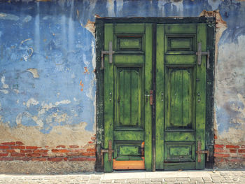 Closed door of old building