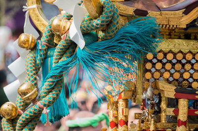 Close-up of clothes hanging for sale in market