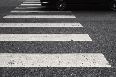 Surface level of zebra crossing on road