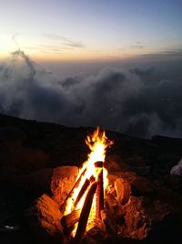 Bonfire against sky at night