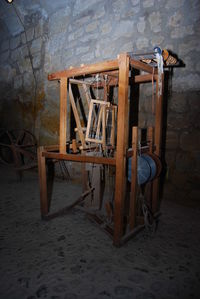 Empty chairs in abandoned building