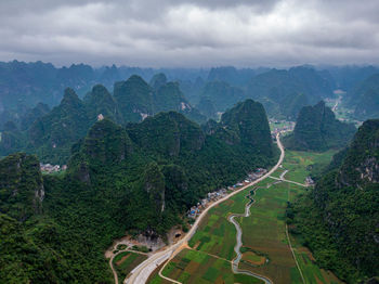 High angle view of landscape against sky