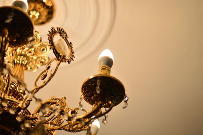 Low angle view of chandelier