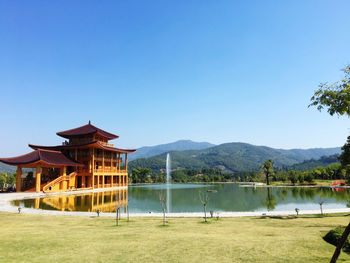 View of built structure on the lake