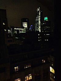 Illuminated buildings at night