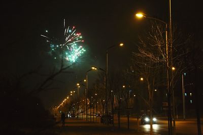 Illuminated street light at night