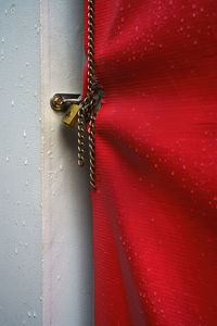 Close-up of closed red door
