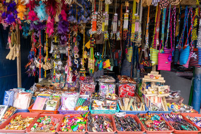 High angle view of people in market