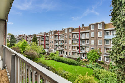 Low angle view of buildings in city