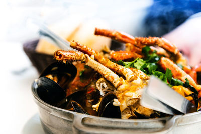 Close-up of food in bowl on table