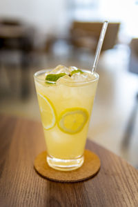 Close-up of drink on table