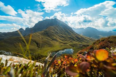 Scenic view of mountains against sky