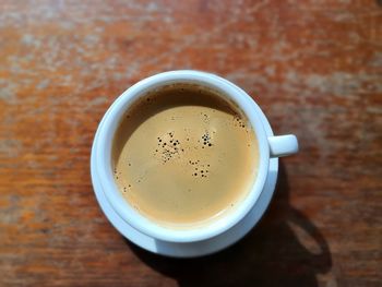 High angle view of coffee on table