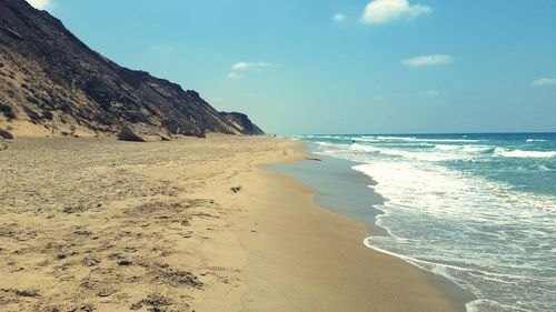 Scenic view of beach against sky